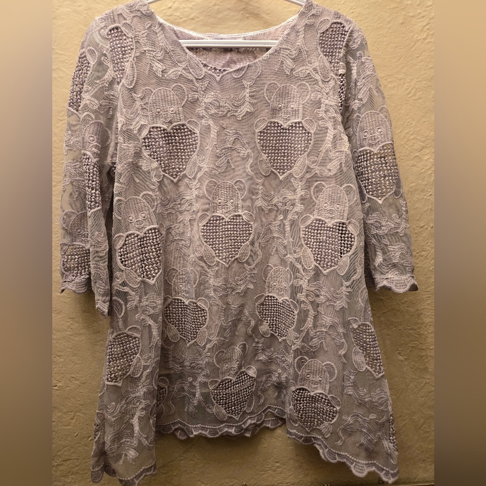 Simply Couture Vintage-Inspired Embroidered Lace Top | Sheer Romantic Blouse
